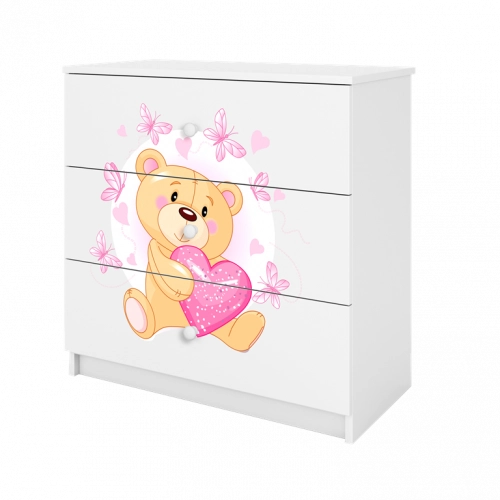 Komoda babydreams biała miś motylki