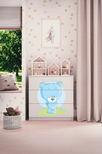 Komoda babydreams biała niebieski miś