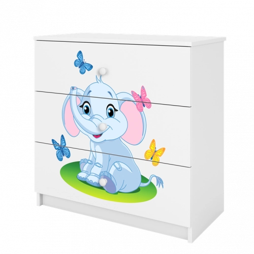 Komoda babydreams biała słonik