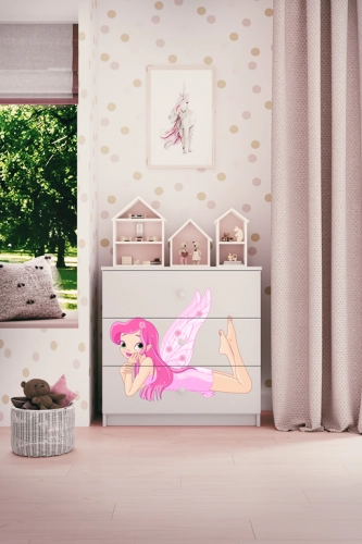Komoda babydreams biała wróżka ze skrzydełkami