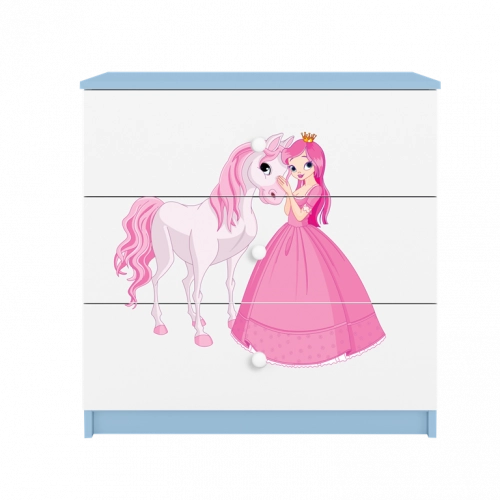 Komoda babydreams niebieska księżniczka konik