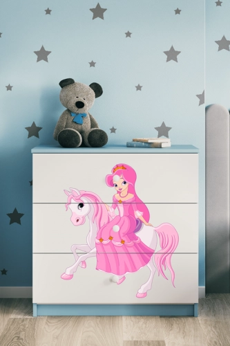 Komoda babydreams niebieska księżniczka na koniku