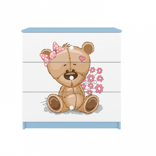 Komoda babydreams niebieska miś kwiatki