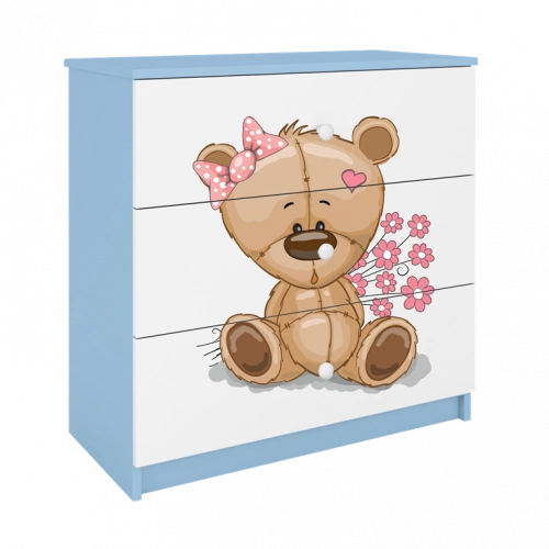 Komoda babydreams niebieska miś kwiatki