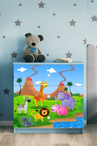Komoda babydreams niebieska safari