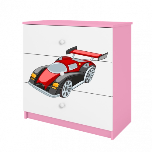 Komoda babydreams różowa auto wyścigowe