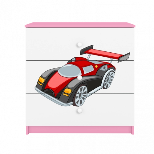 Komoda babydreams różowa auto wyścigowe
