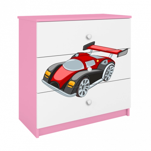 Komoda babydreams różowa auto wyścigowe