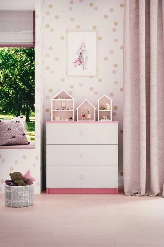 Komoda Babydreams różowa bez wzoru