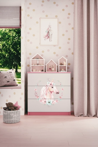 Komoda babydreams różowa konik