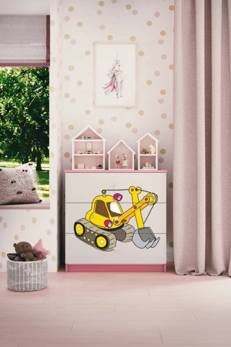 Komoda babydreams różowa koparka