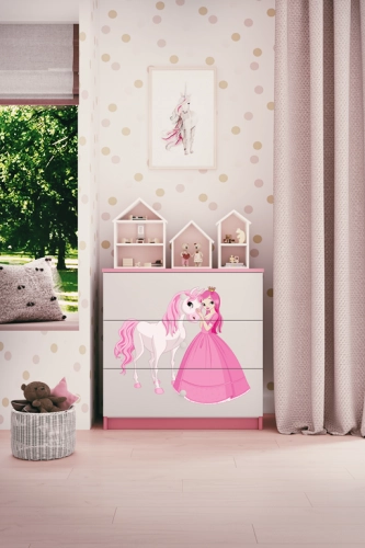 Komoda babydreams różowa księżniczka konik