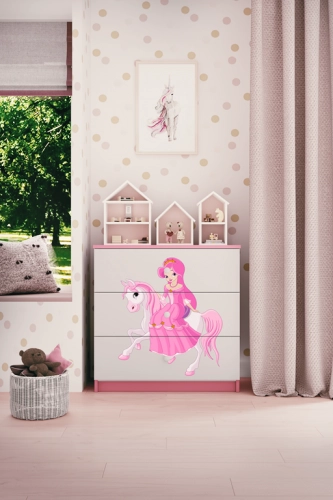 Komoda babydreams różowa księżniczka na koniku
