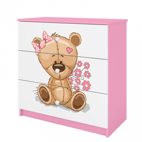 Komoda babydreams różowa miś kwiatki