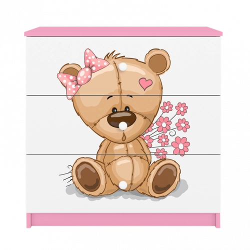 Komoda babydreams różowa miś kwiatki