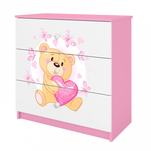 Komoda babydreams różowa miś motylki
