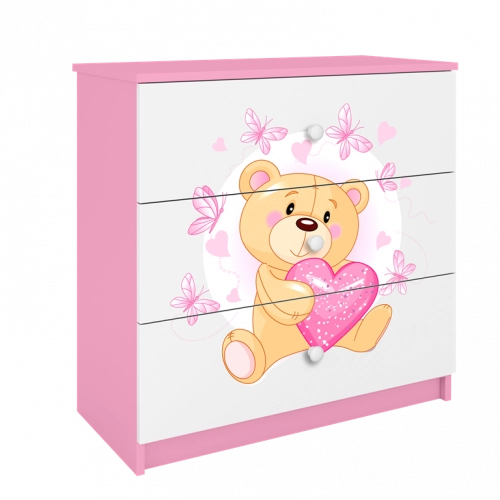 Komoda babydreams różowa miś motylki