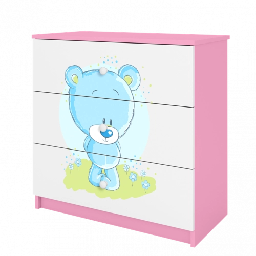 Komoda babydreams różowa niebieski miś