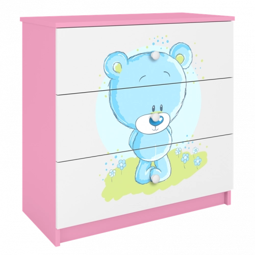 Komoda babydreams różowa niebieski miś
