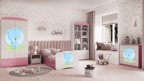 Komoda babydreams różowa niebieski miś