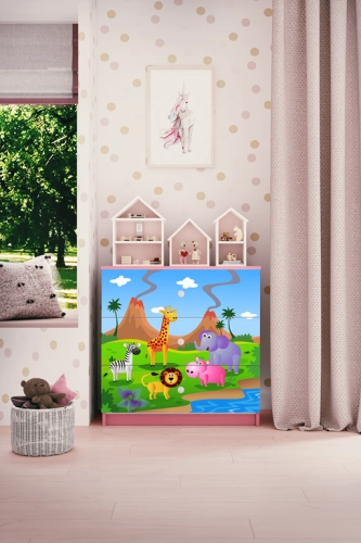 Komoda babydreams różowa safari