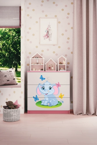 Komoda babydreams różowa słonik