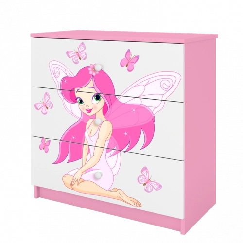 Komoda babydreams różowa wróżka z motylkami