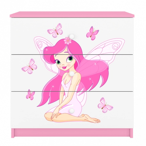 Komoda babydreams różowa wróżka z motylkami