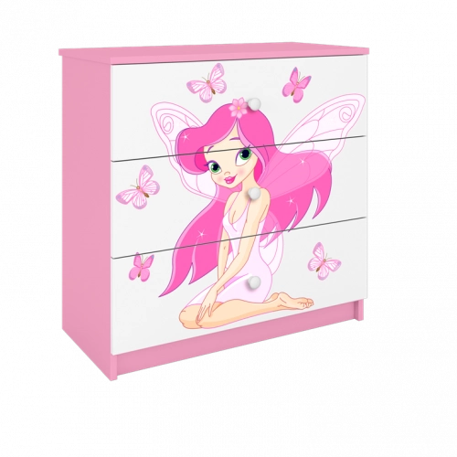 Komoda babydreams różowa wróżka z motylkami