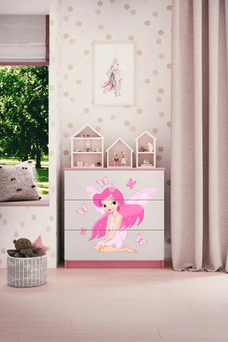 Komoda babydreams różowa wróżka z motylkami