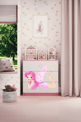 Komoda babydreams różowa wróżka ze skrzydełkami