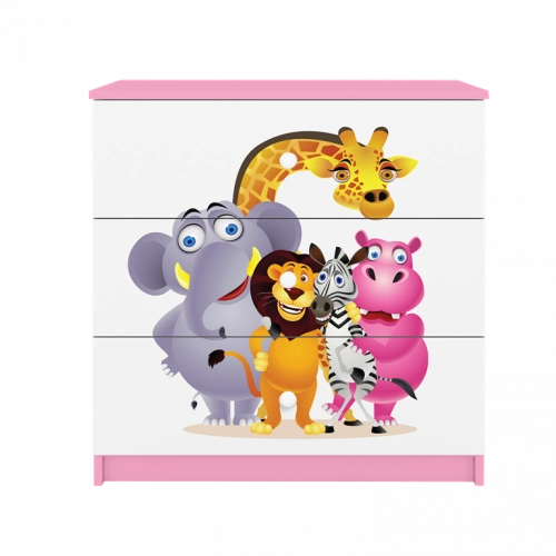 Komoda babydreams różowa zoo