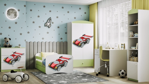 Komoda babydreams zielona auto wyścigowe