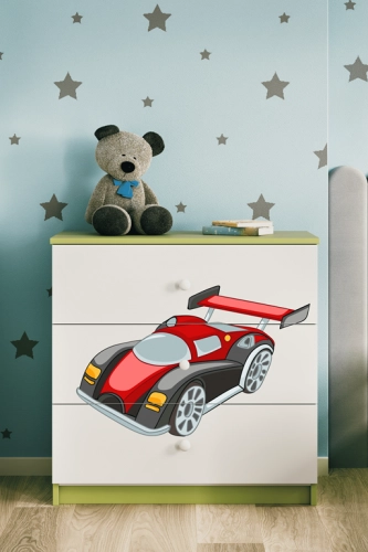 Komoda babydreams zielona auto wyścigowe