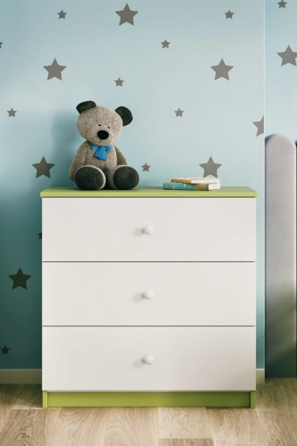 Komoda Babydreams zielona bez wzoru