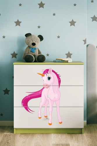 Komoda babydreams zielona jednorożec