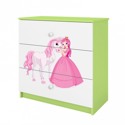 Komoda babydreams zielona księżniczka konik