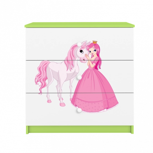 Komoda babydreams zielona księżniczka konik