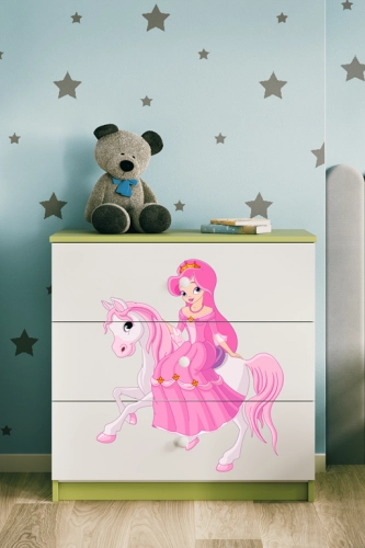 Komoda babydreams zielona księżniczka na koniku