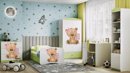 Komoda babydreams zielona miś kwiatki