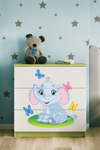 Komoda babydreams zielona słonik