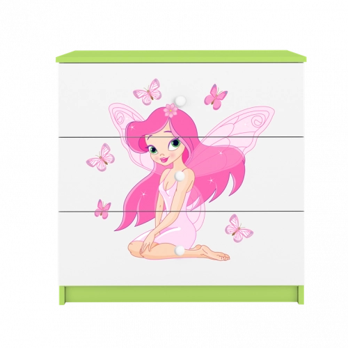 Komoda babydreams zielona wróżka z motylkami
