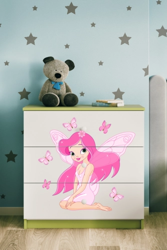 Komoda babydreams zielona wróżka z motylkami