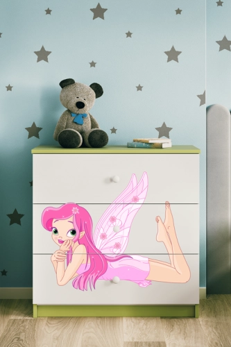 Komoda babydreams zielona wróżka ze skrzydełkami