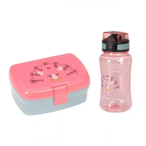 Lassig Zestaw Na Lunch Lunchbox + Butelka Tritanowa Bidon 460ml About Friends Dinozaur Różowy