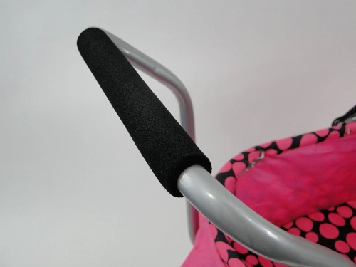 Leļļu rati, ar volāniem (tumši rozā ar melnu, ar lieliem ritenīšiem), augstums 67cm 534070