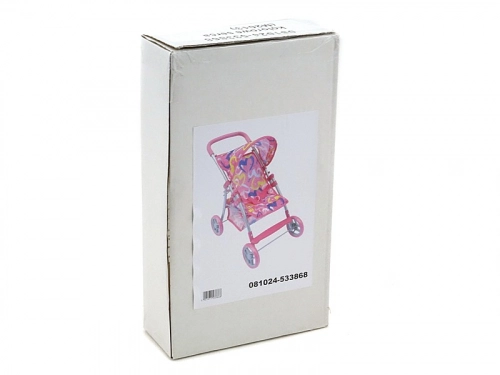 Leļļu ratiņi ar grozu un jumtiņu 60x54x33,5 cm 533868