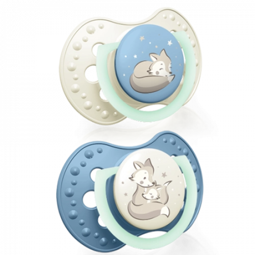 Lovi Smoczek Silikonowy Dynamiczny 0-3m 2szt Night&Day Boy