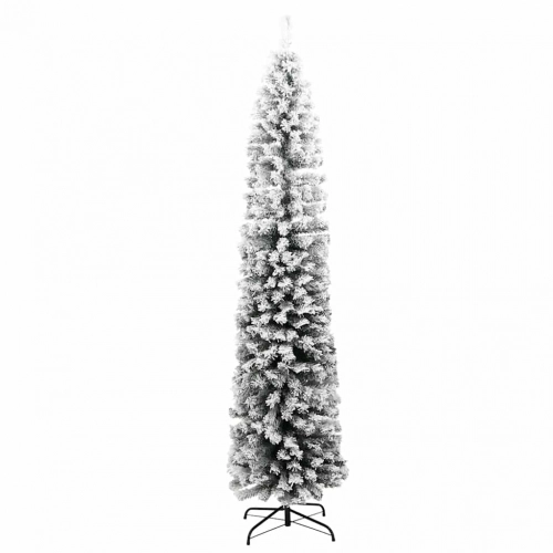 Mākslīgā Ziemassvētku Egle Ar Sniegu, Šaura, Zaļa, 240 Cm, Pvc Vidaxl