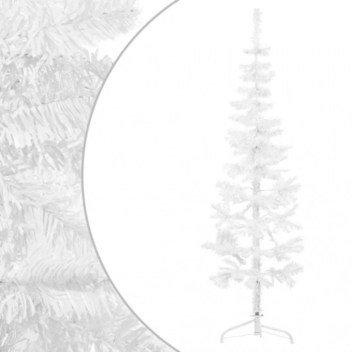 Mākslīgā Ziemassvētku Egle Ar Statīvu, Pusapaļa, Balta, 150 Cm Vidaxl
